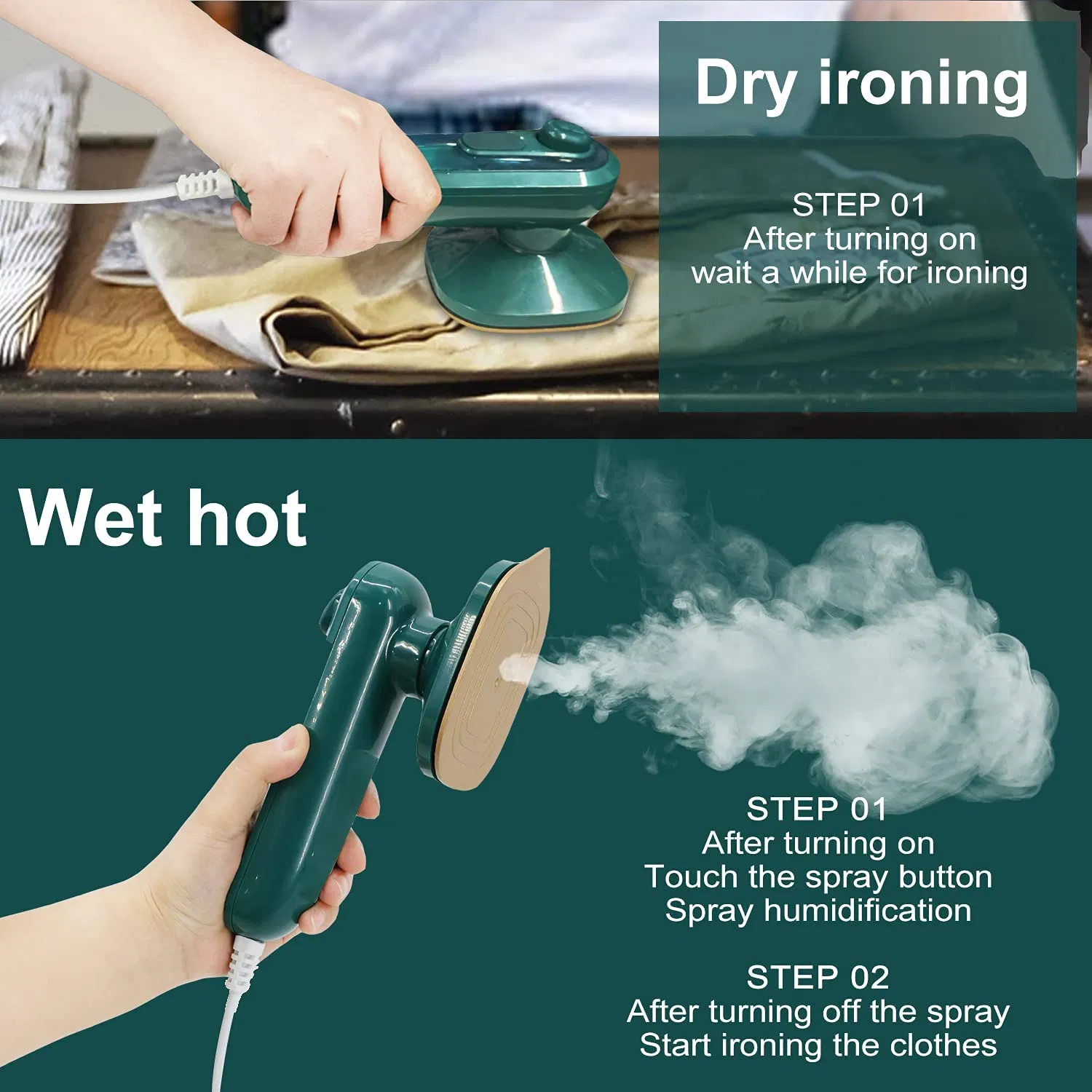 Mini Portable Household Steam Iron Travel Small Ironing