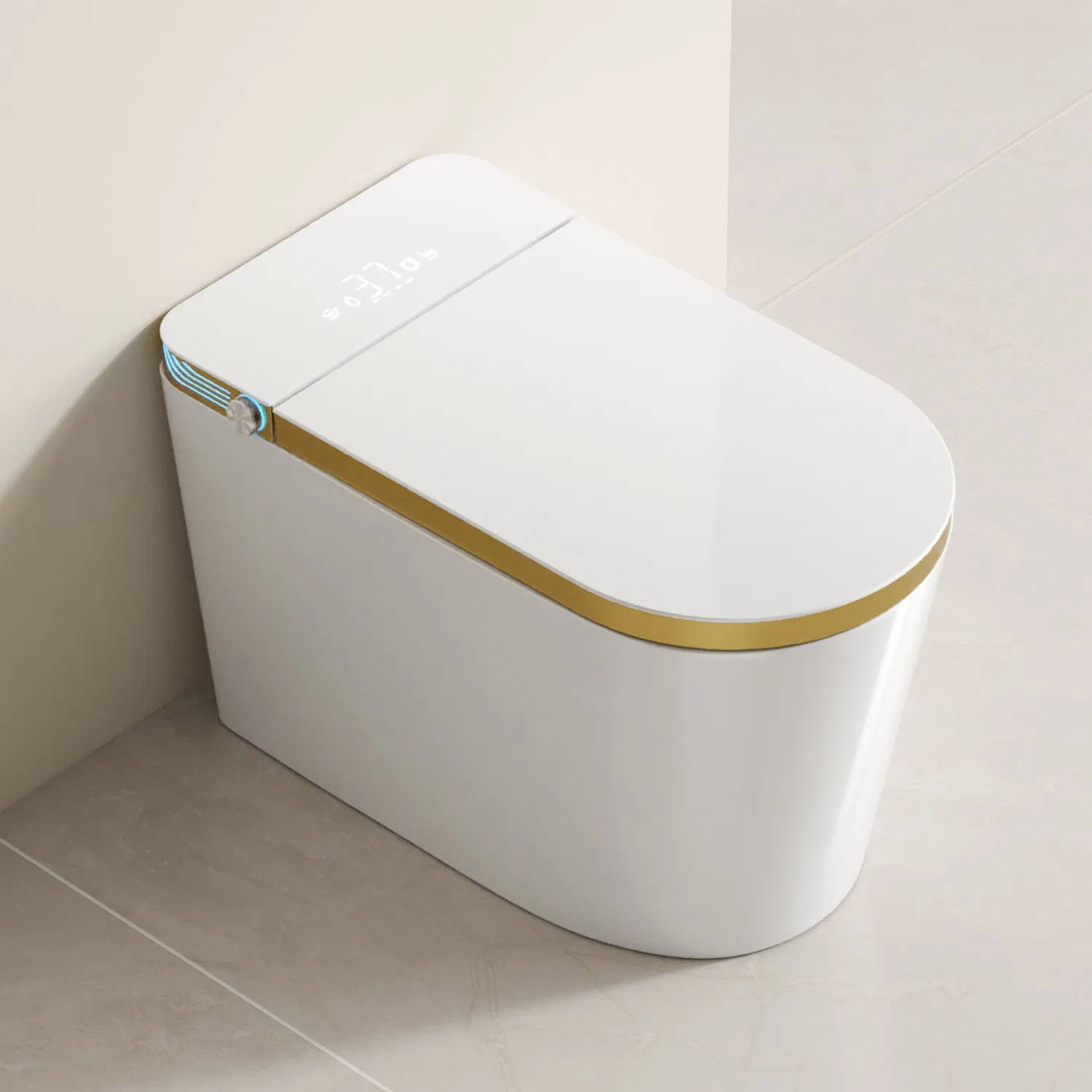 Factory Price Golden and White Electric Toilet Bidet Intelligent Bathroom Ceramic Automatic Smart Toilet with Remote Control