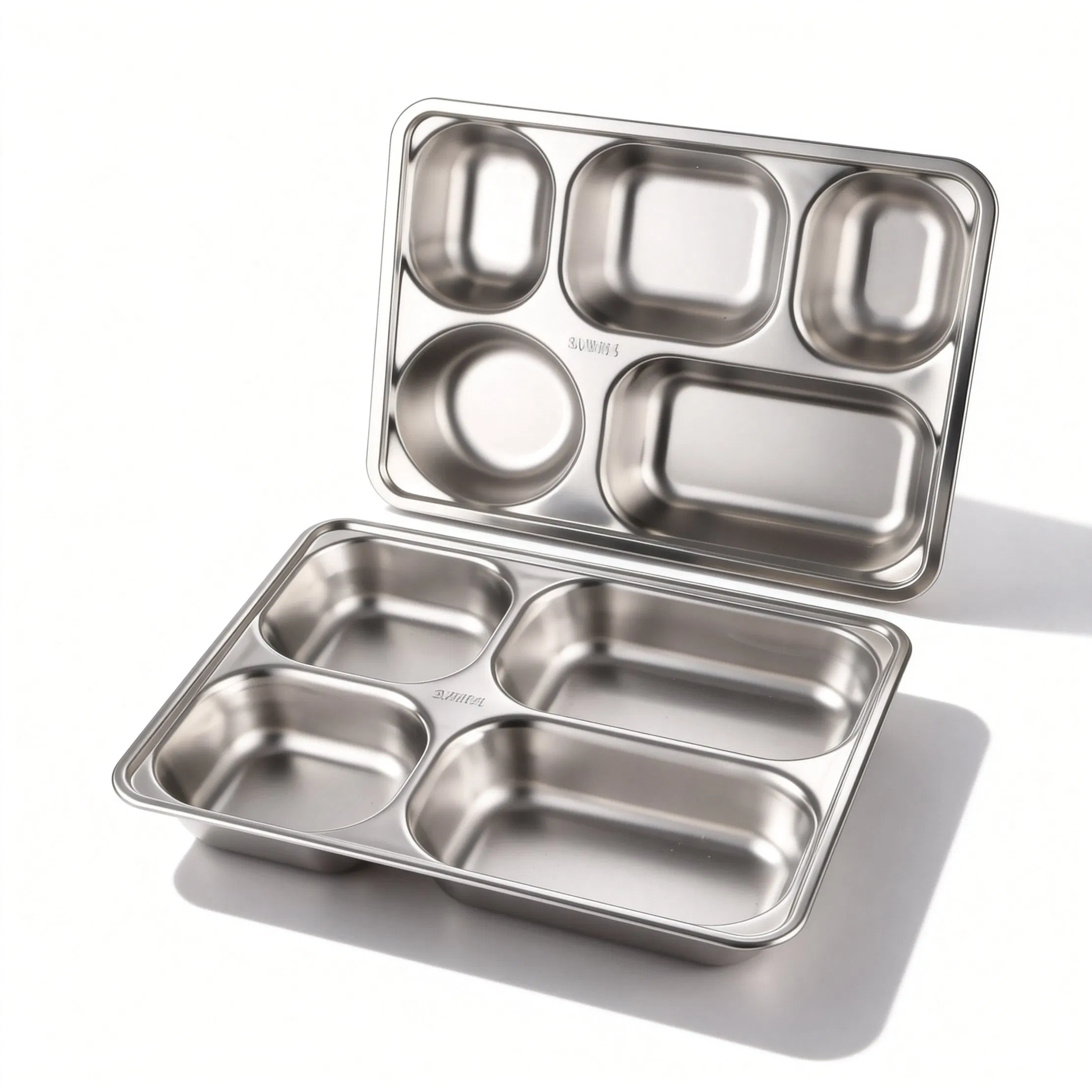 Food Grade Stainless Steel Tableware Cafeteria Tray Durable Reusable Lunch Plate Tray for School and Company Canteen