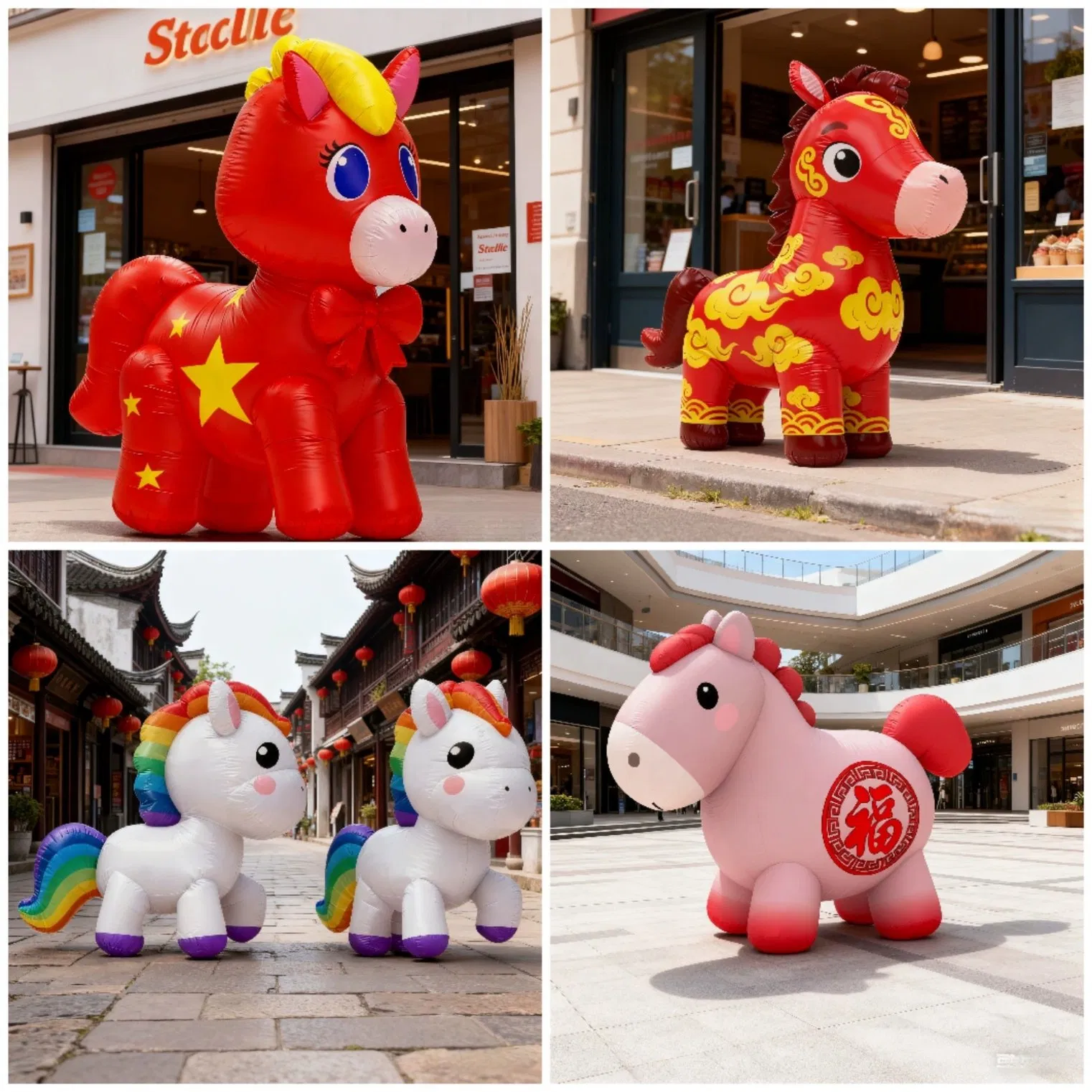 Boiy Inflatable Golden Unicorn Horse Cartoon for Shopping Mall Decoration