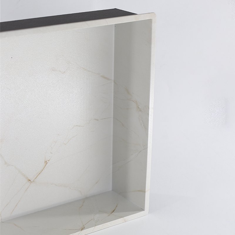 Встраиваемая полка для душа из нержавеющей стали с текстурой белого мрамора