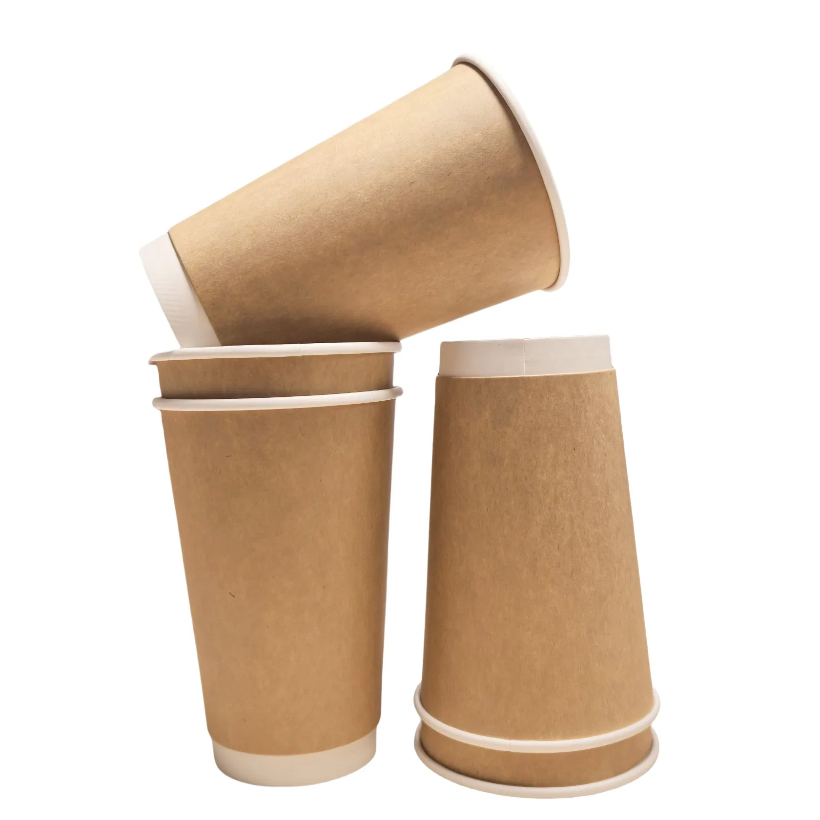 16oz Eco-Friendly Double Wall Kraft Paper Cups Takeaways Coffee and Juice Drinking