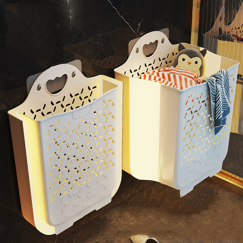 Wall Hanging Dirty Clothes Basket Household Laundry Large Folding Storage Organizer Mi23336