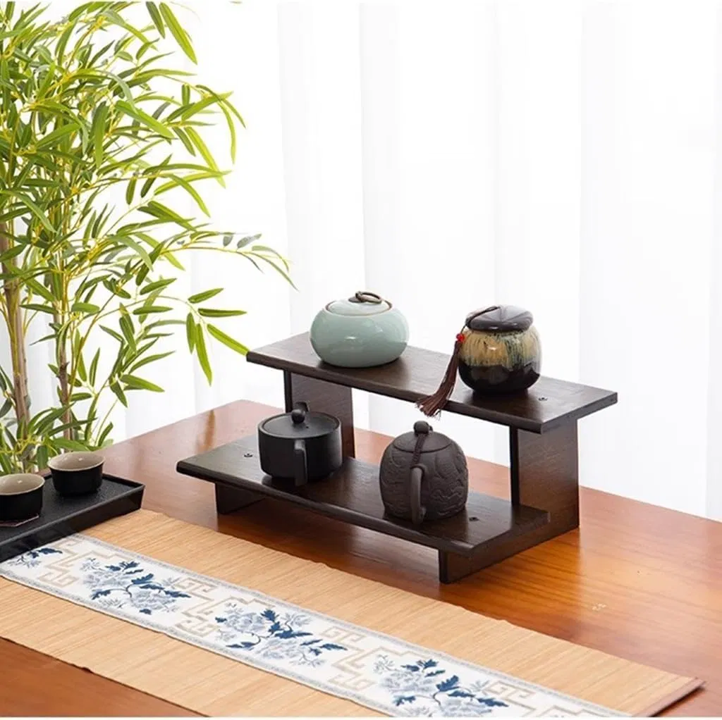 Bamboo Household Three Size Brown Green Plant Display Rack