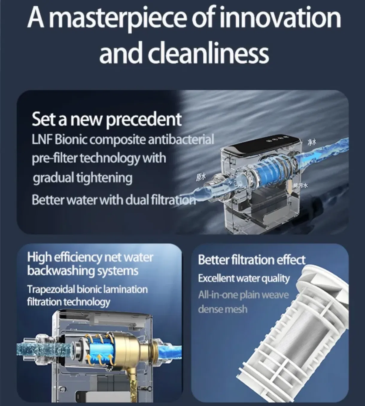 Fully Automatic Sewage Discharge Water Filter 25 Micron 7t/H Dual Filtration Bionic Lamination & Stainless Steer Mesh No BPA