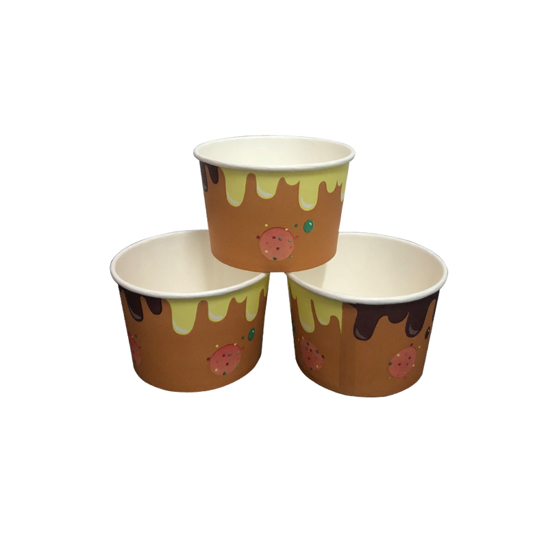 Customer Printed Disposable Paper Ice Cream Cup with Lid Frozen Yogurt Cup