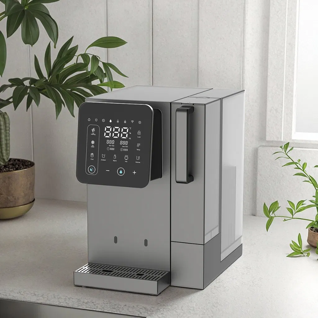 Commercial Best 304 Stainless Evaporator Countertop 100g RO Reverse Osmosis Drinking Hot Cold Ice Maker Water Purifier and Cooler