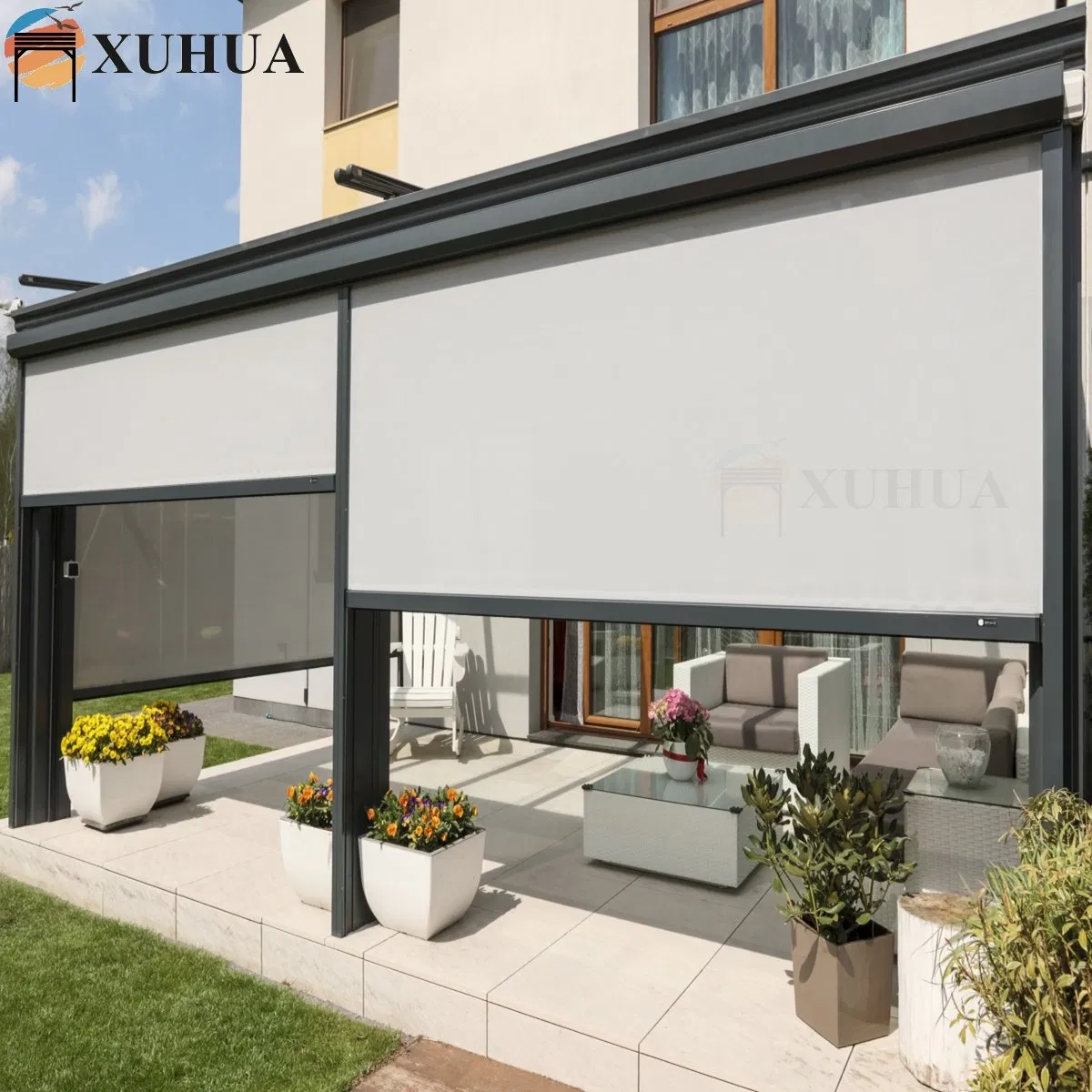 Xuhua Outdoor Vertical Awning Privacy Protection Fiber Roller Shade Zip Blind Shutters