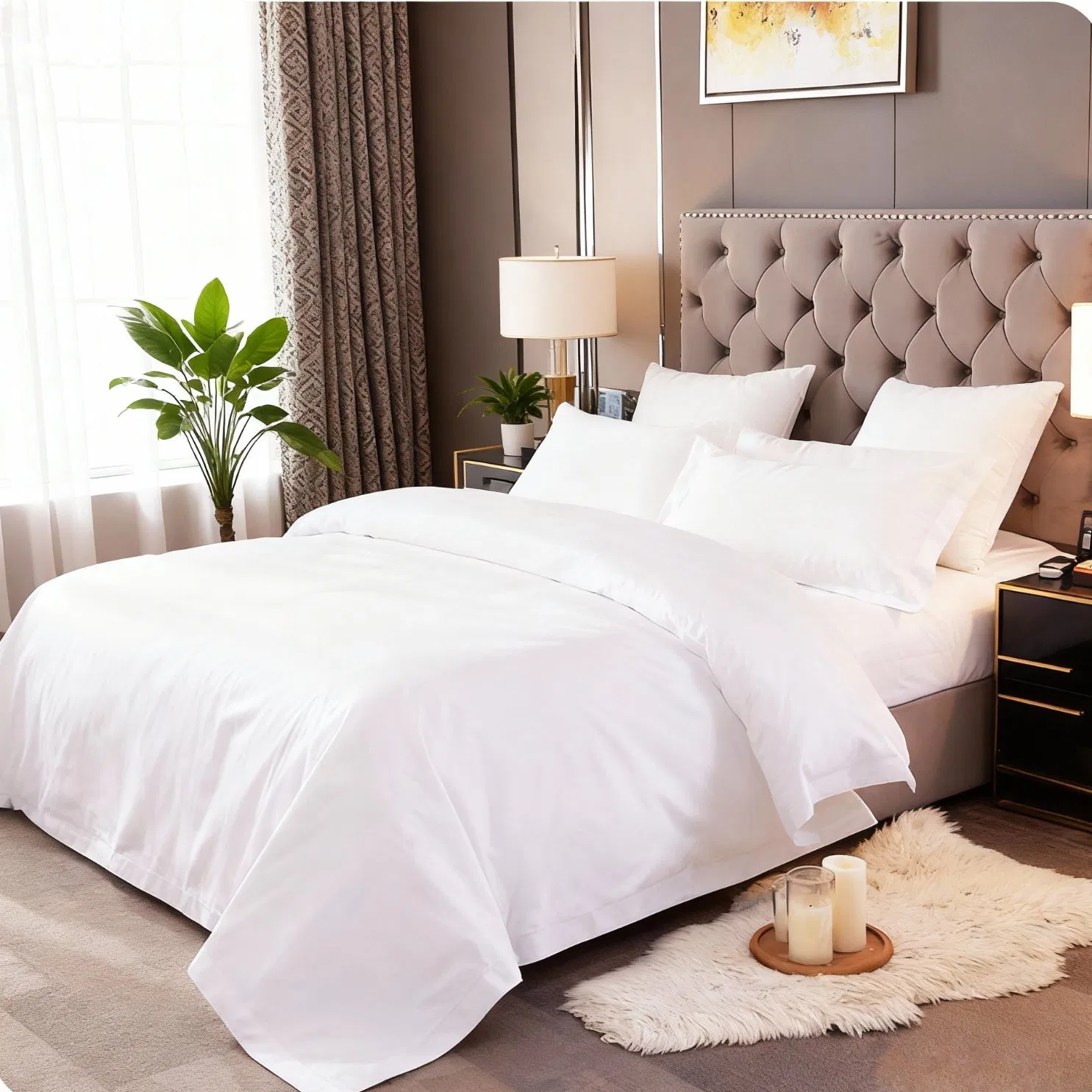 Hotel Cotton Quilt Cover Set White 100% Cotton Quilt Hotel Bedding Set