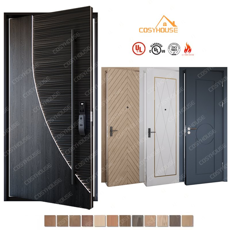 Interior Modular Wooden Door Matched with Rustic Cast Aluminum Threshold Door for Country Style Homes