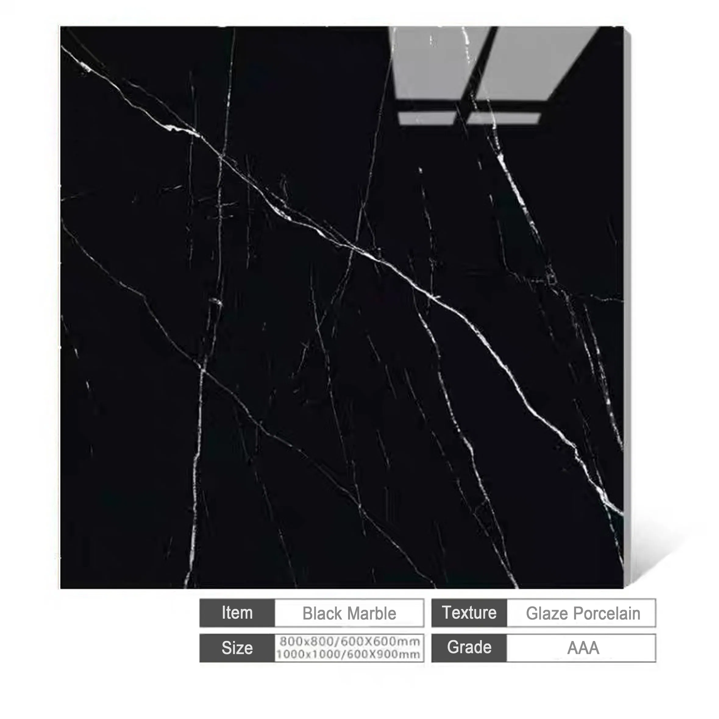 HP6709 600X600mm Super Polished Black&White Line Galzed Porcelain Wall & Floor Tile