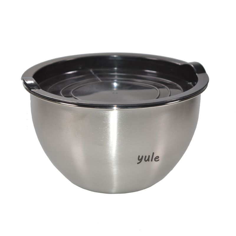 Gray Color Silicone Bottom Stainless Steel Salad Mixing Bowl