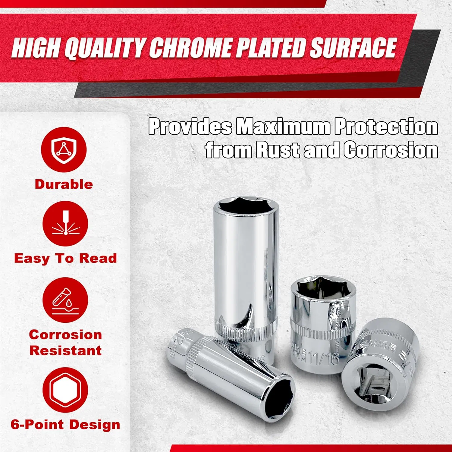 Heavy-Duty Impact Socket Sleeve Set with Ratchet Handle - Professional Grade