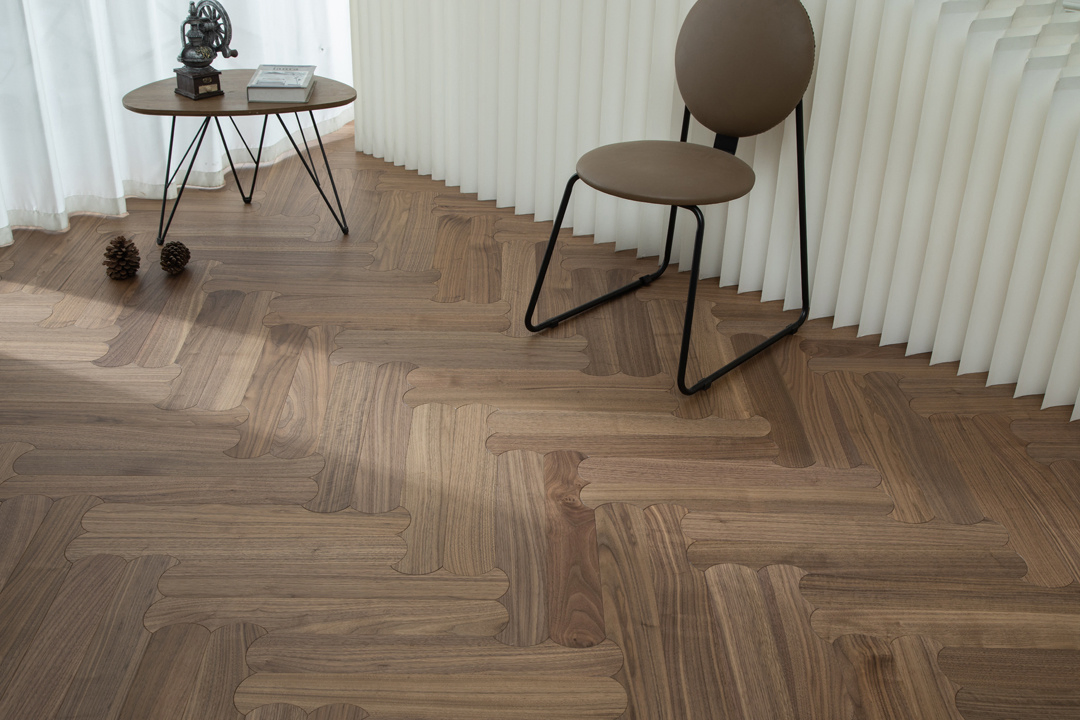 Black Walnut Shaped Parquet Flooring Biscuit Shape Wooden Flooring
