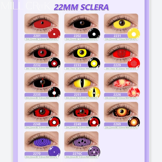 Millcreek Wholesale Cosplay 1 Year Red Sclera Eye Lens Cartoon Sharingan Contacts White Halloween Contact Lenses CE and ISO13485