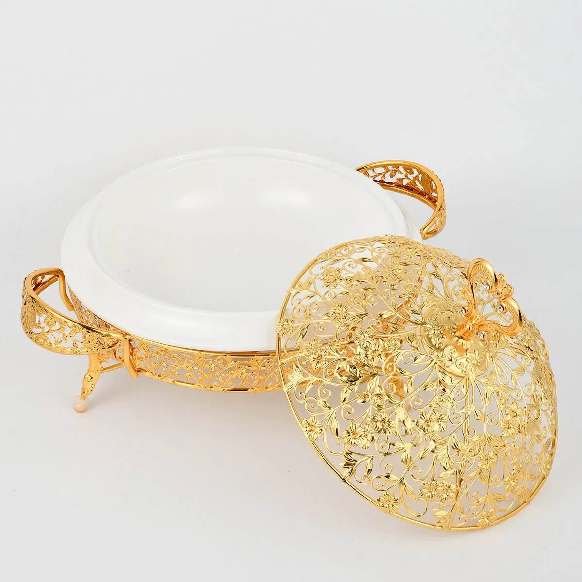 Gold Plated Iron Art Paired with Ceramic Insulated Buffet Stove