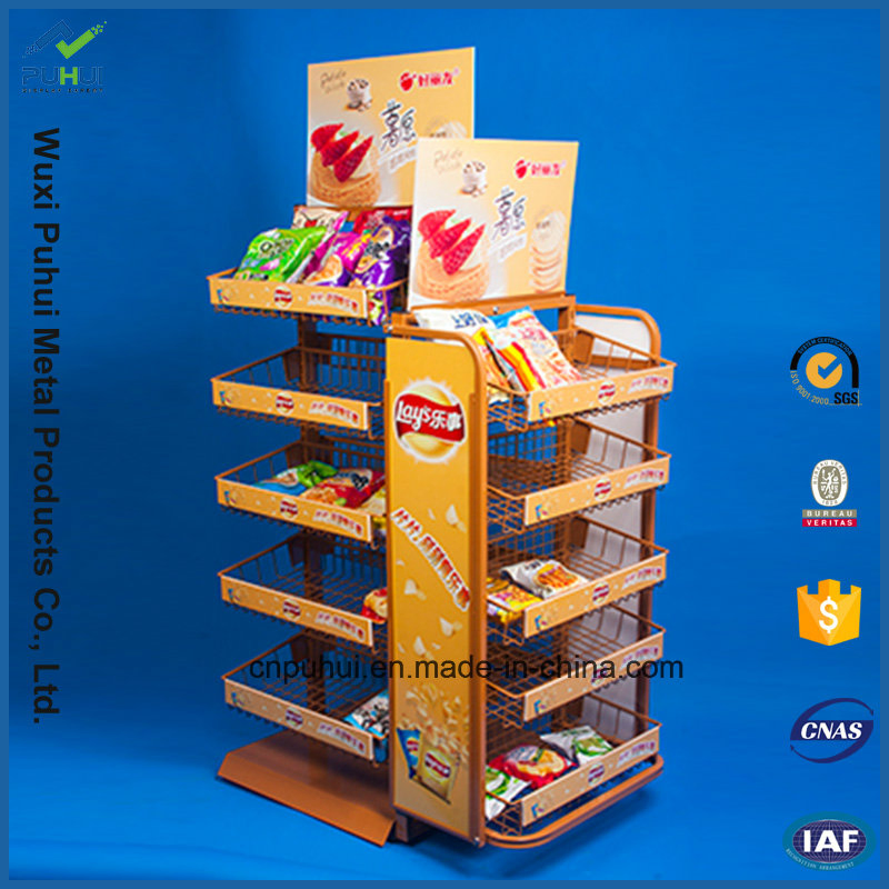 Retail Store Flat Pack 5 Tiers Folding Wire Mesh Shelf (PHY351)