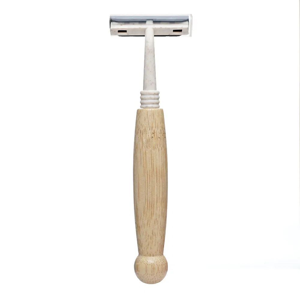 Wholesale Portable Mini Shavers with Eco-Friendly Natural Bamboo Handles for Hotels Travel.