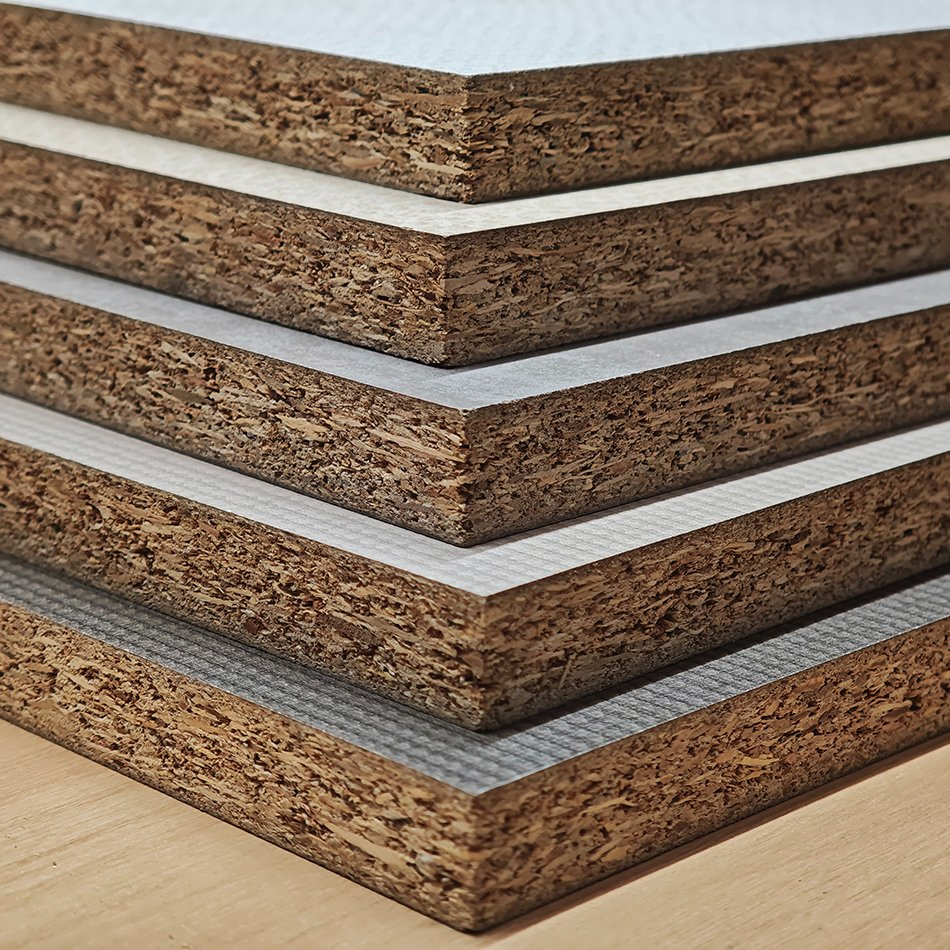 Plain Veneer Laminated Faced Raw Furniture Dimensional Stability Particle Board Chipboard