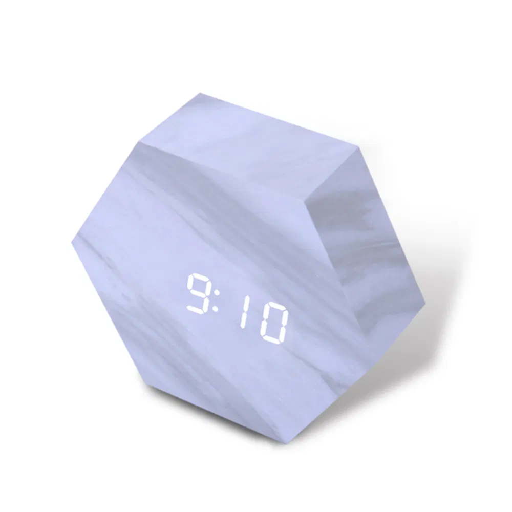 Sexangle Wood LED Alarm Clock Student Alarm Clock