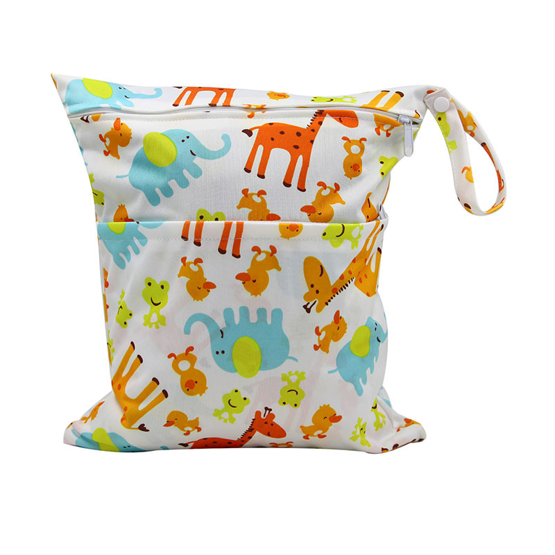 Double-Zipper Dry and Wet Diaper Bag, Baby Stroller Waterproof Hanging Bag, Baby Diaper Filter Bag