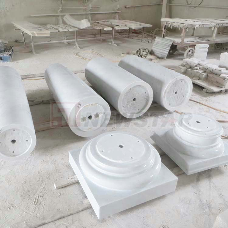 Limestone House Pillar Factory Round Pillar Design for Indoors Roman Marble Column Pillar White Marble Carved Stone Pillar