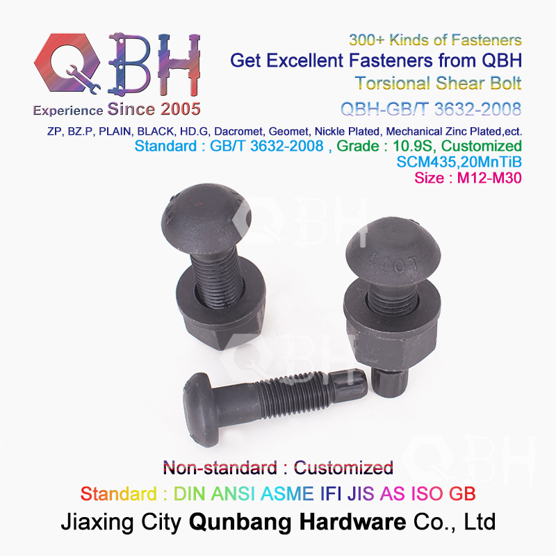 Qbh Plain Black HDG Zp Mechanical Zinc Plated Steel Structure Torsional Shear Tension Control Tc Bolt Beam-to-Column Connections Spare Replacement Accessories