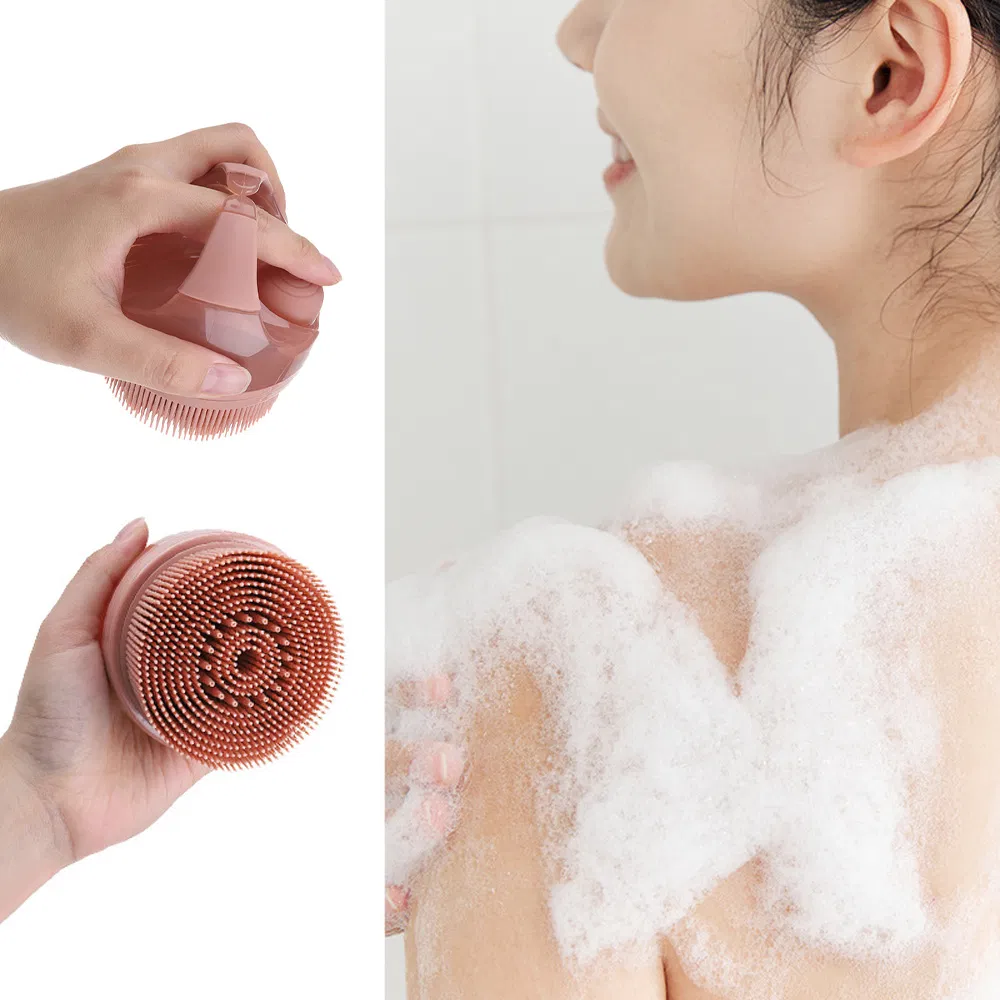 Silicone Soap Dispenser Bath Brush Exfoliating Body Shampoo Shower Scrubber Massage Brush