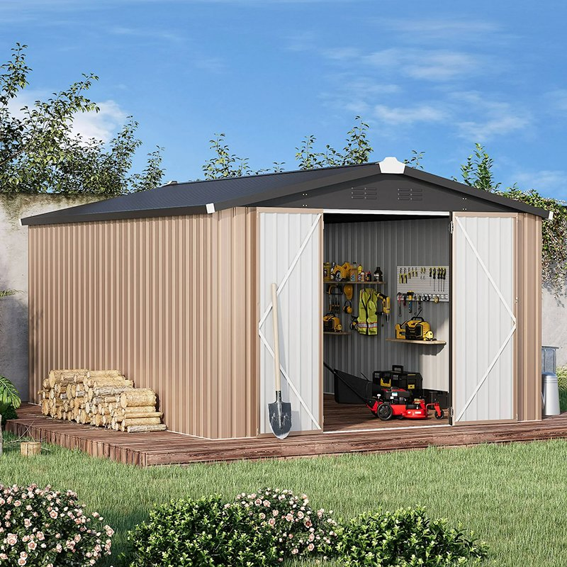 Aluminium Metal Outdoor Storage Shed with Lockable Door for Patio Garden Backyard