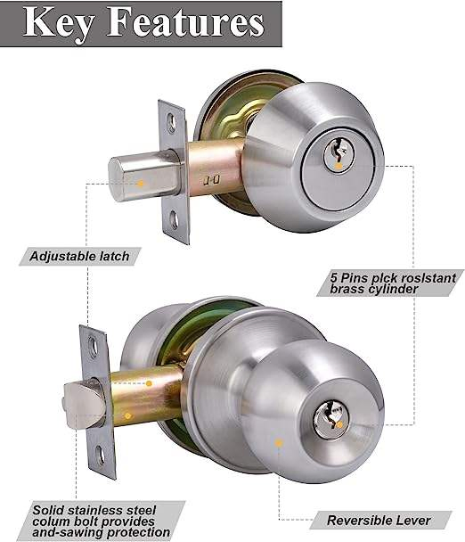 Combo Entrance Keyed Door Knob Lock and Single Cylinder Deadbolt