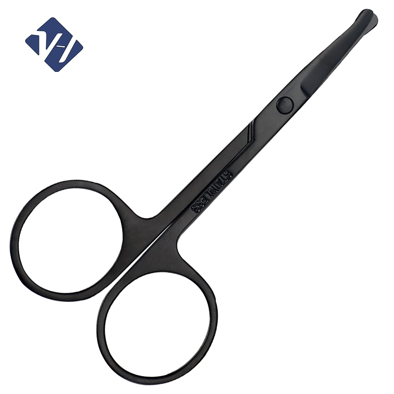 Black Nose Hair Beauty Steel Safe Round Head Eyebrow Trimmer Cuticle Scissors