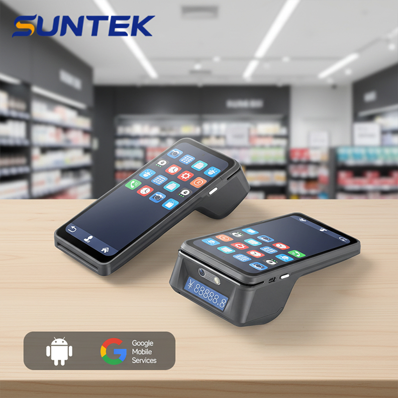 Android 15 Suntek 4+32GB 4G WiFi Gms Handheld POS NFC Card Reader Mobile Touch Screen Point of Sale with Prirter