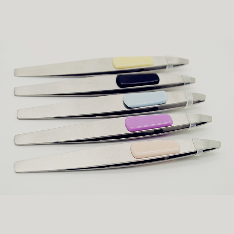 Best Quality Stainless Steel Squared Magic Eye Lashes Eyebrow Tweezer Pointed Slanted Eyelash Tweezers