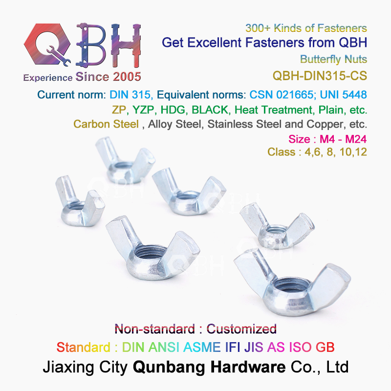Qbh-DIN315 Carbon Steel High Quality Fastener Nuts Hardware Wing Nuts