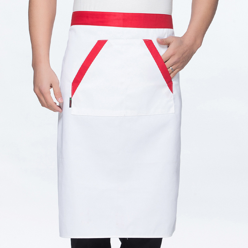 Wholesale Custom Embroidered Logo Mens Work White Blank Cotton Adult Size Barbecue Half Aprons Kitchen Chef