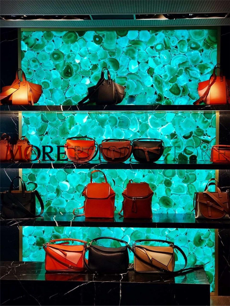 Interior Wall Decor Translucent Green Agate Stone Slab
