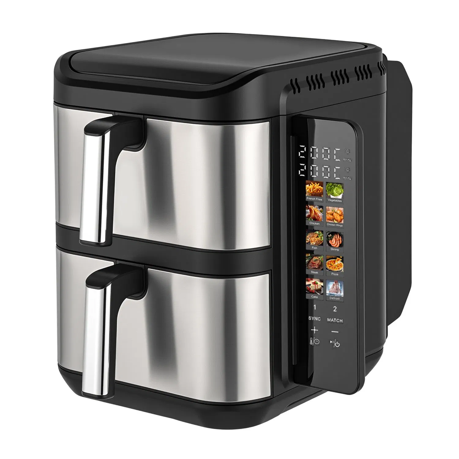 Foldable Screen 11L Air Fryer with Stainless Steel Panel Dual Stack Air Fryer