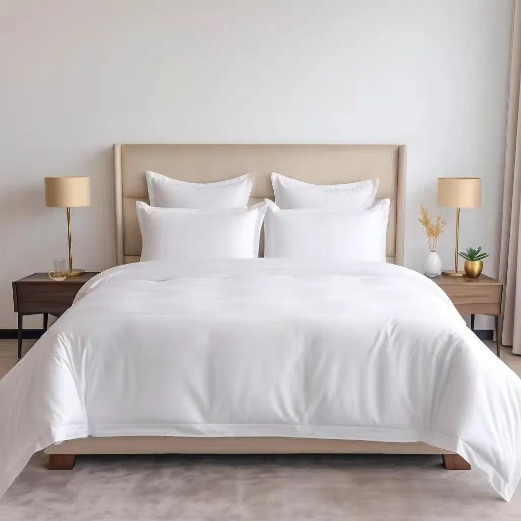 Factory Supplier 40s Hotel 100% Cotton Satin Dubai Bed Sheet Set Bedding Set (JRL004)