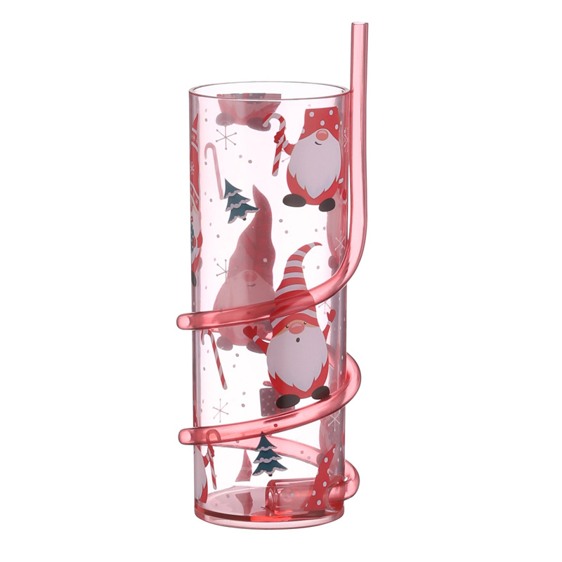 Rotating Straw Water Cup Creative Cartoon Plastic Bottle Halloween Christmas Handy Cup