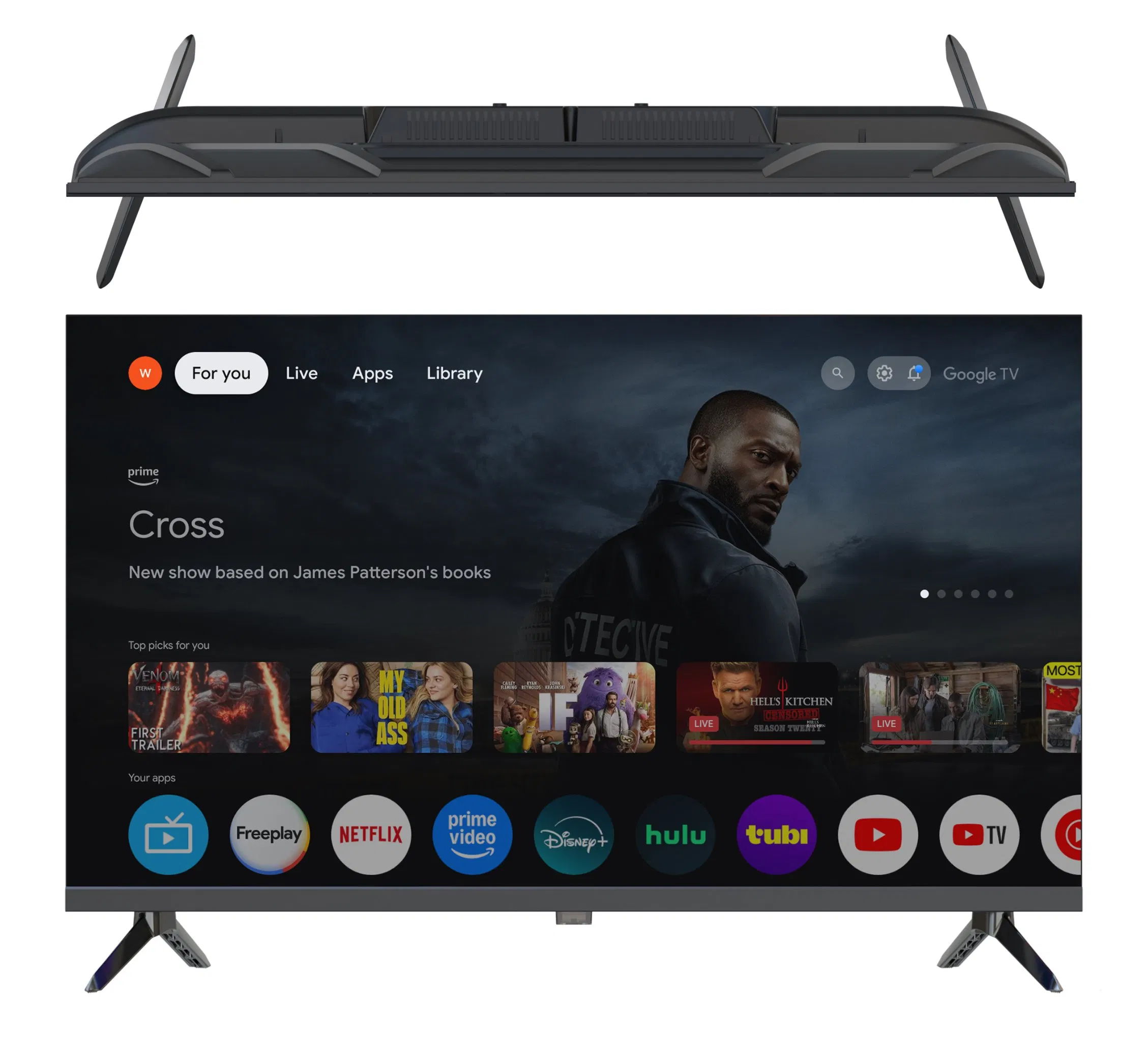 Телевизор 50 дюймов 4K UHD Smart Vidaa, безрамочный