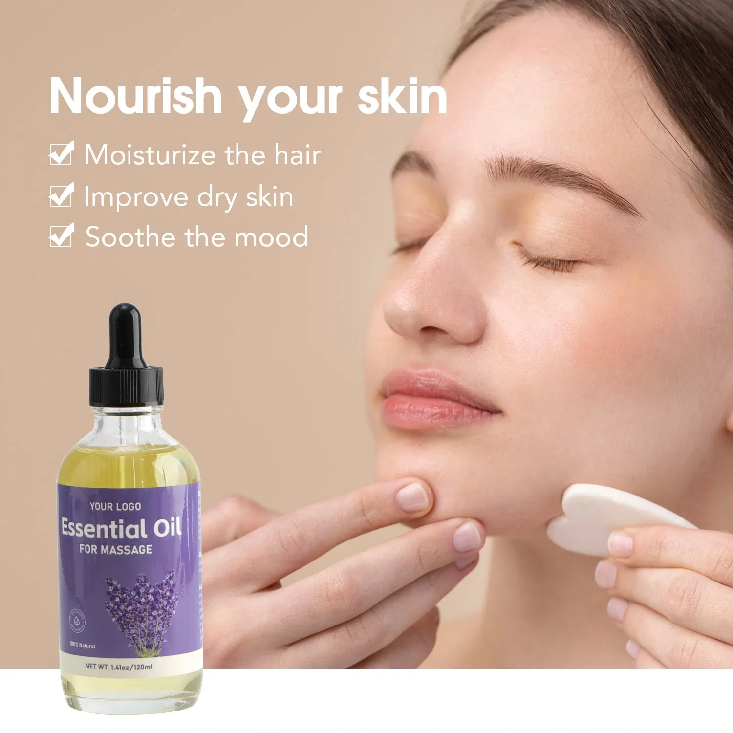 100% Pure Soothing Massage Oil with Essential Oils for Energy Recovery