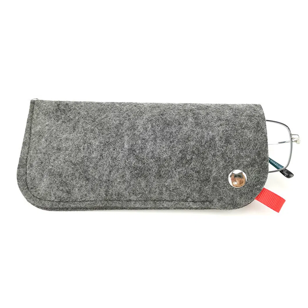 Customized Sunglasses Case Portable Soft Felt Eyeglass Pouch Bag with Buckle Closure Custom Logo