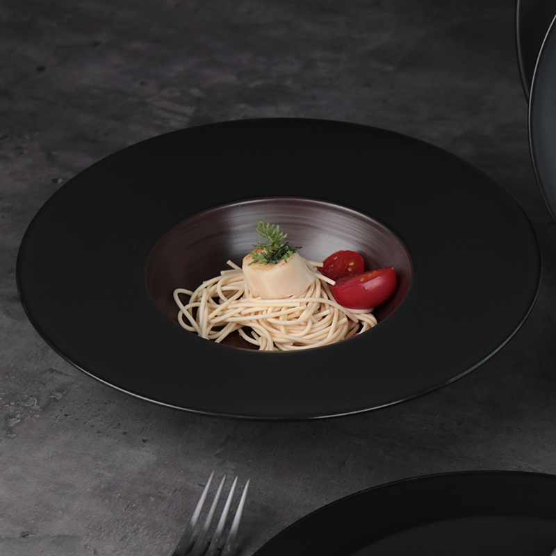 in Stock Coffee Cryptolalia Western Black Hotel Porcelain Ceramic Tableware Dinner Set