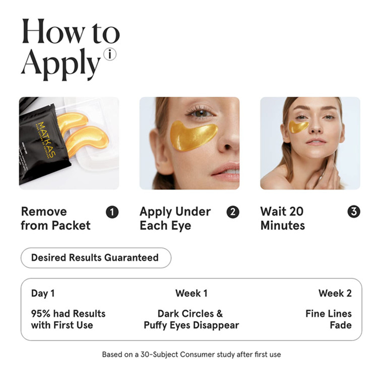 Premium Gold Under Eye Patches Dark Circle Puffiness Wrinkles Collagen Eye Mask