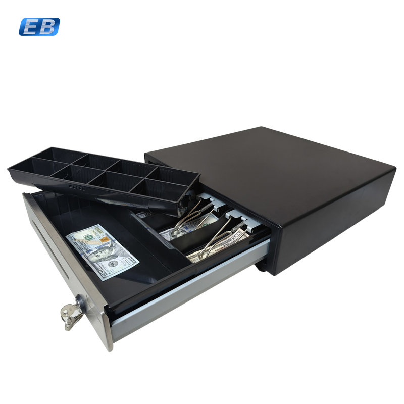 CB-410 Versatile Metal Cash Drawer Bill Handling Box 9-24V Compatible Tested for 1 Million Cycles with Dual Media Slots