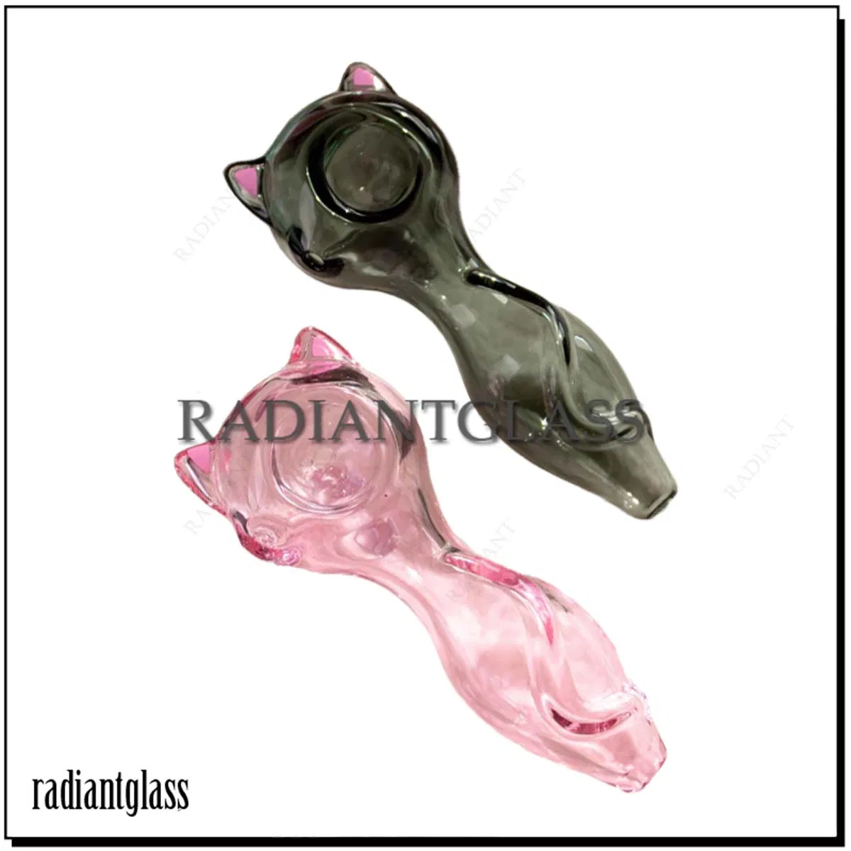 Black/Pink Cat Ears Oil Burner Glass Pipe Smoking Glass Pipes