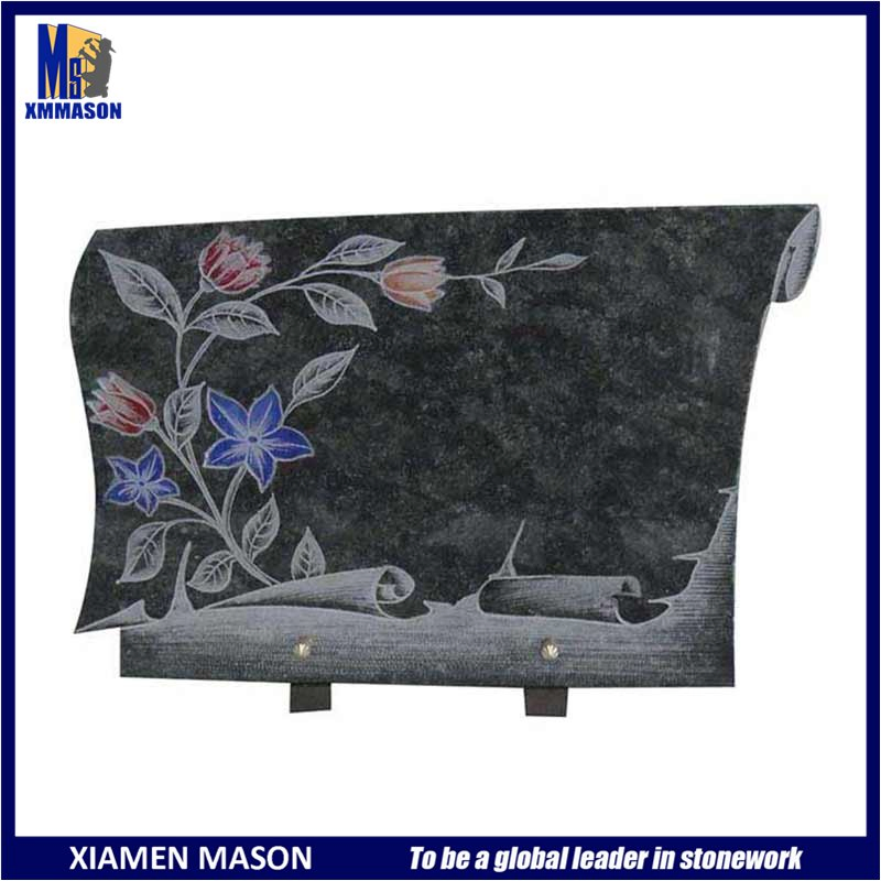 Wholesale Colorized Countryside Scenery Pattern Granite Cemetery Plaque
