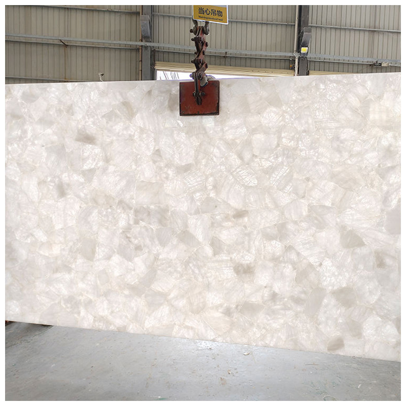Translucent Pure White Crystal Slabs for Countertops and Tiles