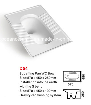 Squatting Pan Wc Bowl (D54) , Ceramic, Bathroom Product, Sanitary Ware