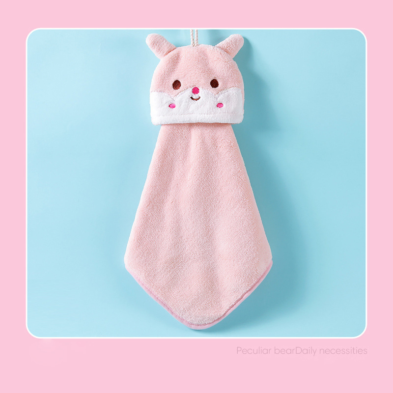 Microfiber Cleaning Cloths Cute Cat Coral Fleece Hand Towel for Car/Kitchen